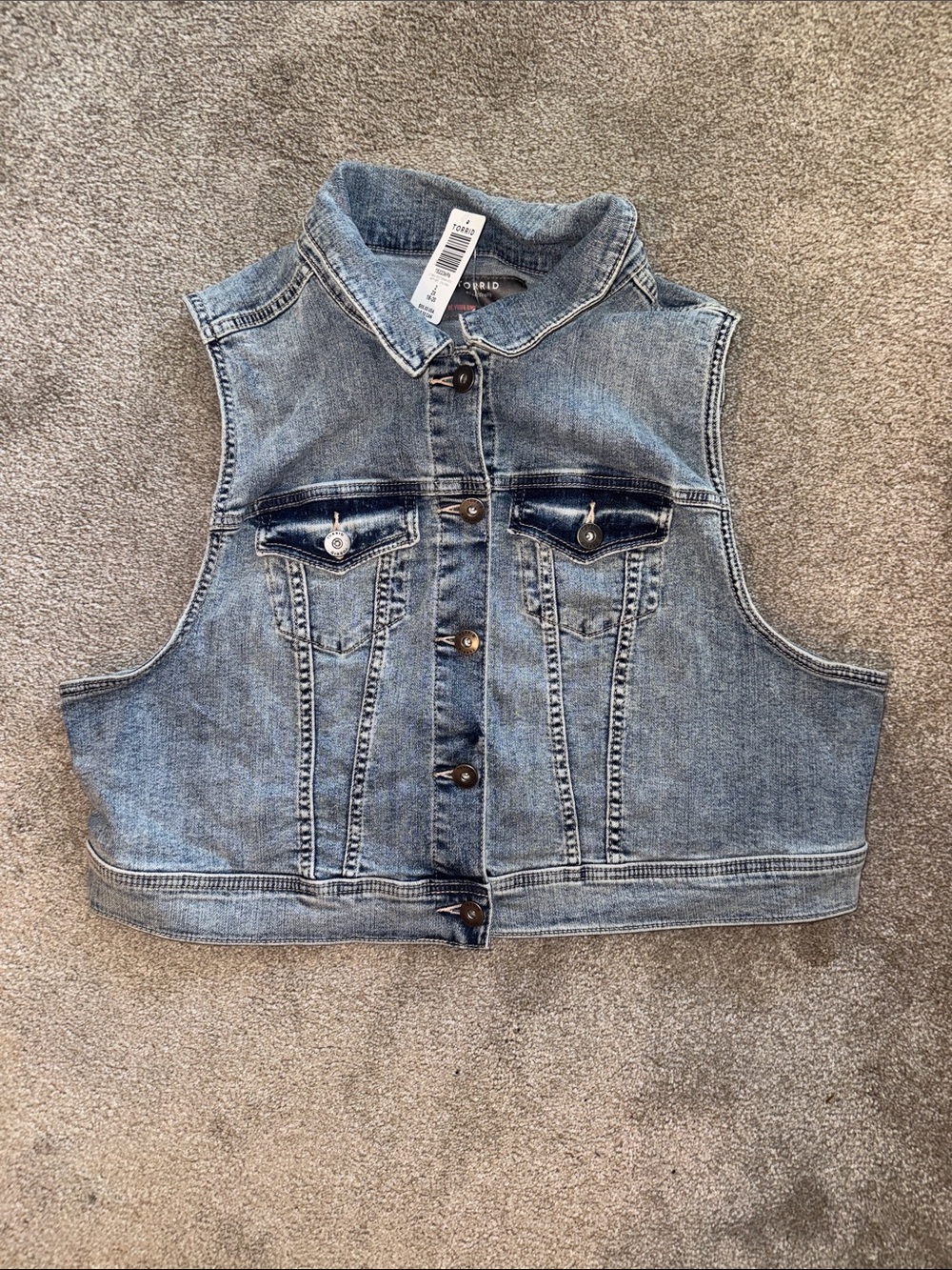 torrid Light Blue Denim Crop Vest